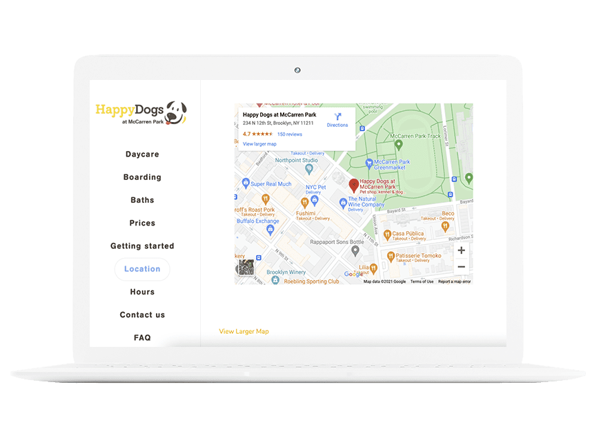 Location feature of the dog daycare service
