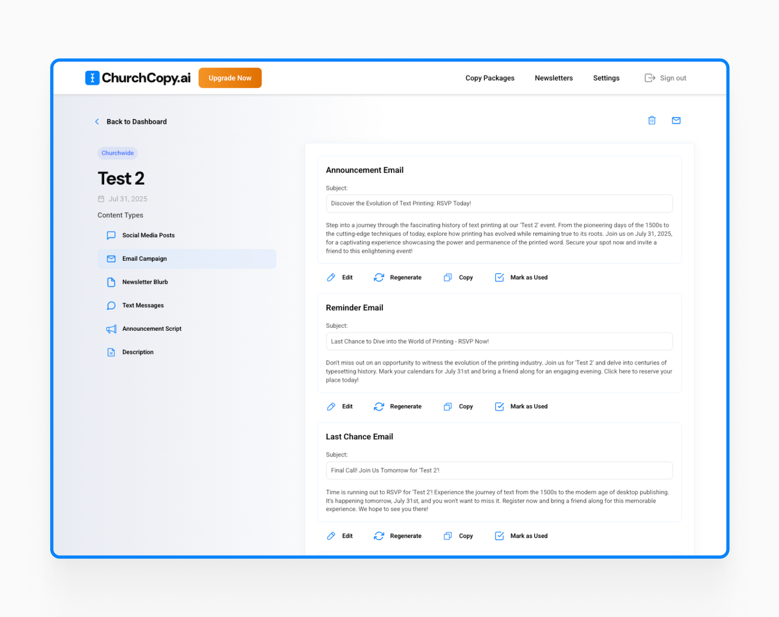 ChurchCopy.ai - copy example