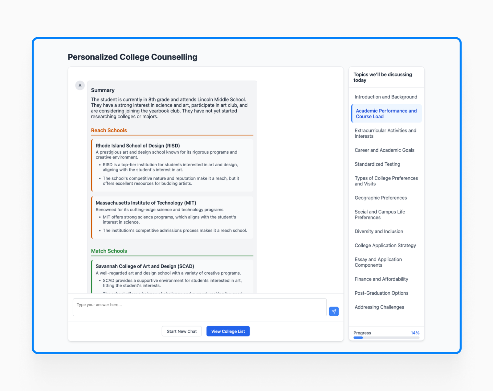 Counselor - consultation summary