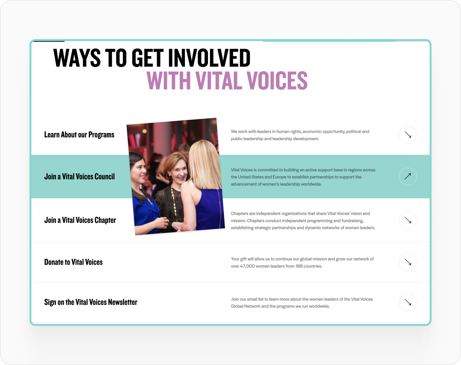 Ways to get involved with Vital Voices